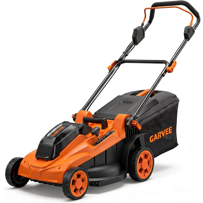 40V Cordless Lawn Mower, 17-Inch Battery Powered Push Lawn Mower with 6-Position Height Adjustment